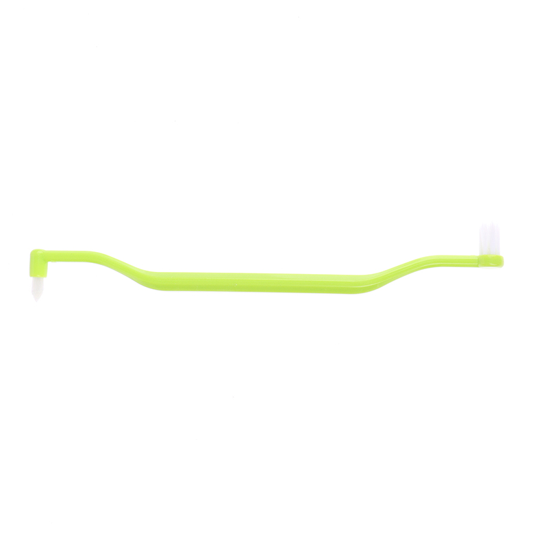 Cepillo Interdental de ortodoncia, cepillo de dientes suave de doble haz, herramienta de cuidado bucal, implante de cabello suave de cabeza pequeña para adultos: Marfíl
