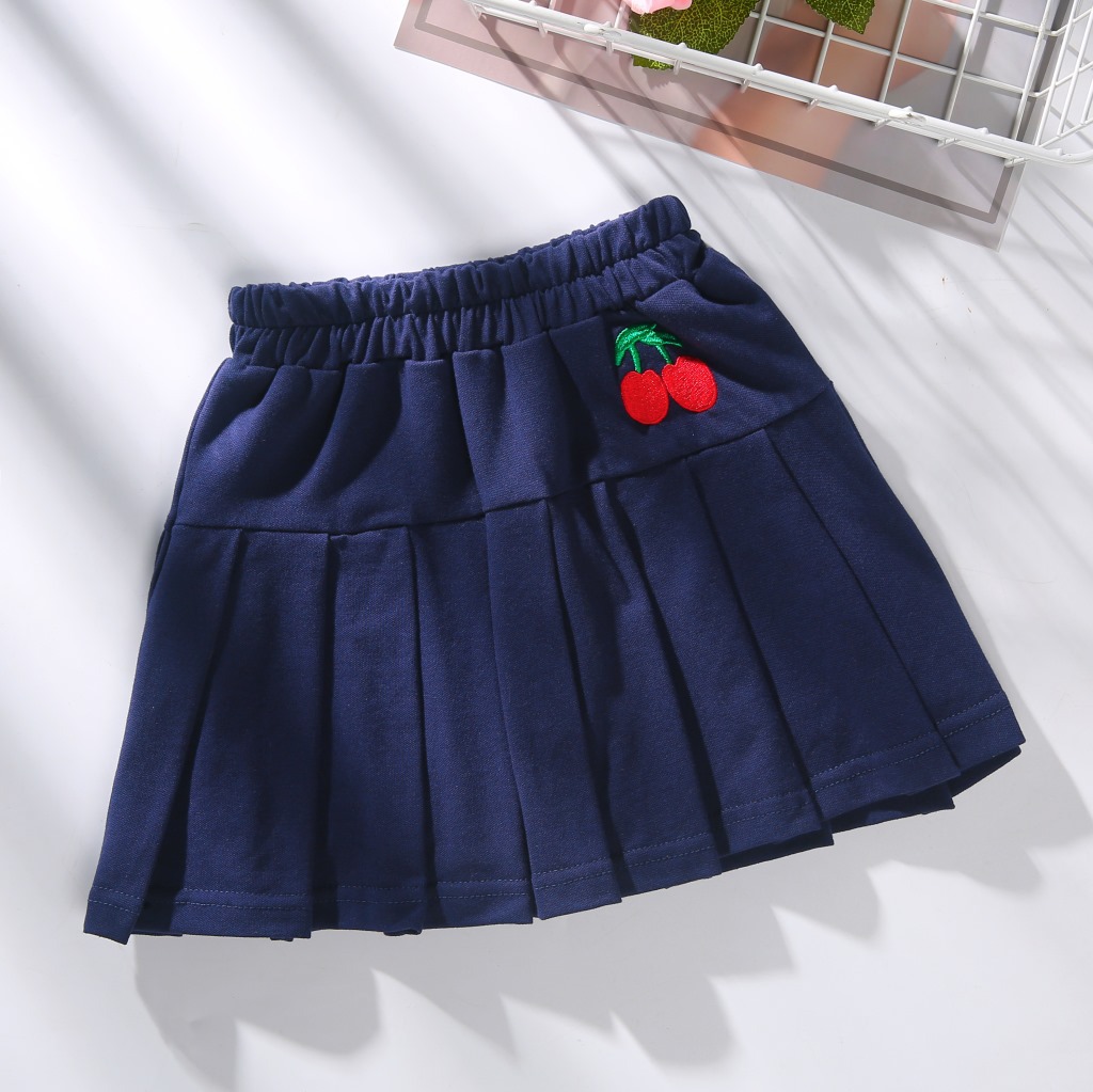 Baby Peuter Kinderen Kleding School Meisjes Rok Dieptepunt Prinses Geplooide Rokken Kinderen Korte Rok Zomer Kind Kleding CL829: dark blue / 120 3T