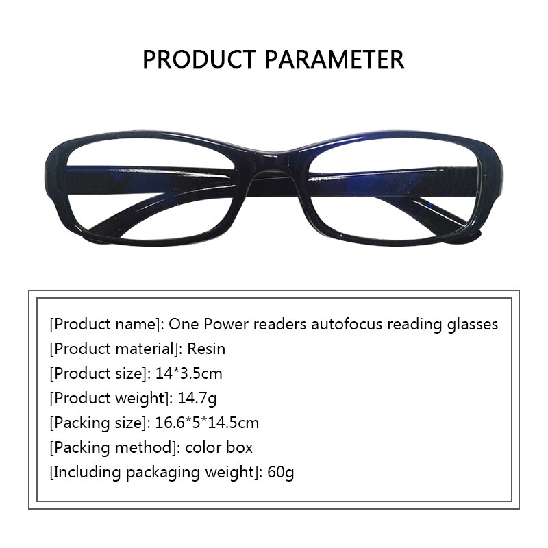 Newest Mulifocal One Power Readers Women Men Auto Adjusting Bifocal Reading Glasses +50 To +250
