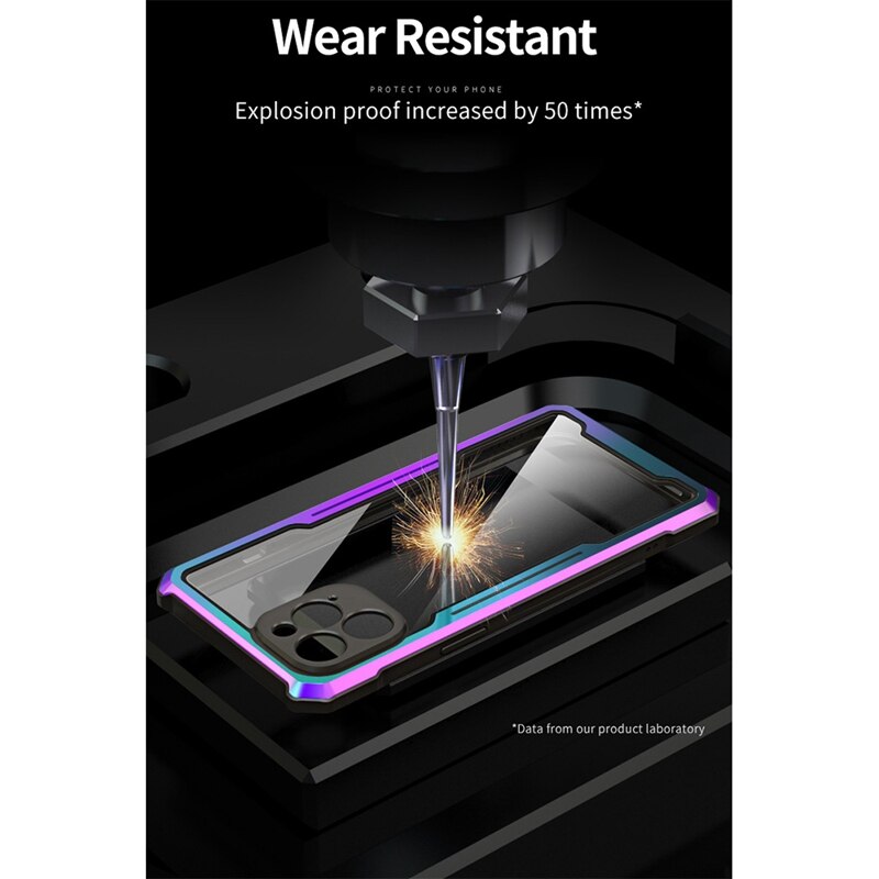 Phone Case for Apple iPhone 12 Pro - Metal Frame PC Clear Backplane 3-in-1 Protective Cover
