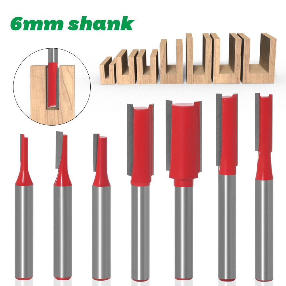 6mm skaft rett bit trebearbeidingsverktøy freser for trespalte graveringsmaskin hardmetall endefres fres