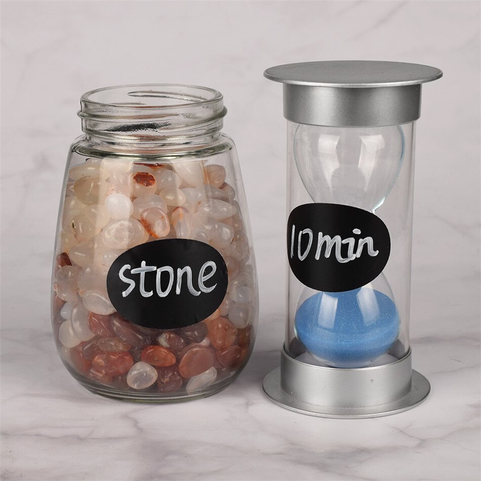 24pcs Fancy Reusable Kitchen Jam Jar Labels Stickers Waterproof Kitchen Organizer Storage Bottles Black Board Label Sticker Oval