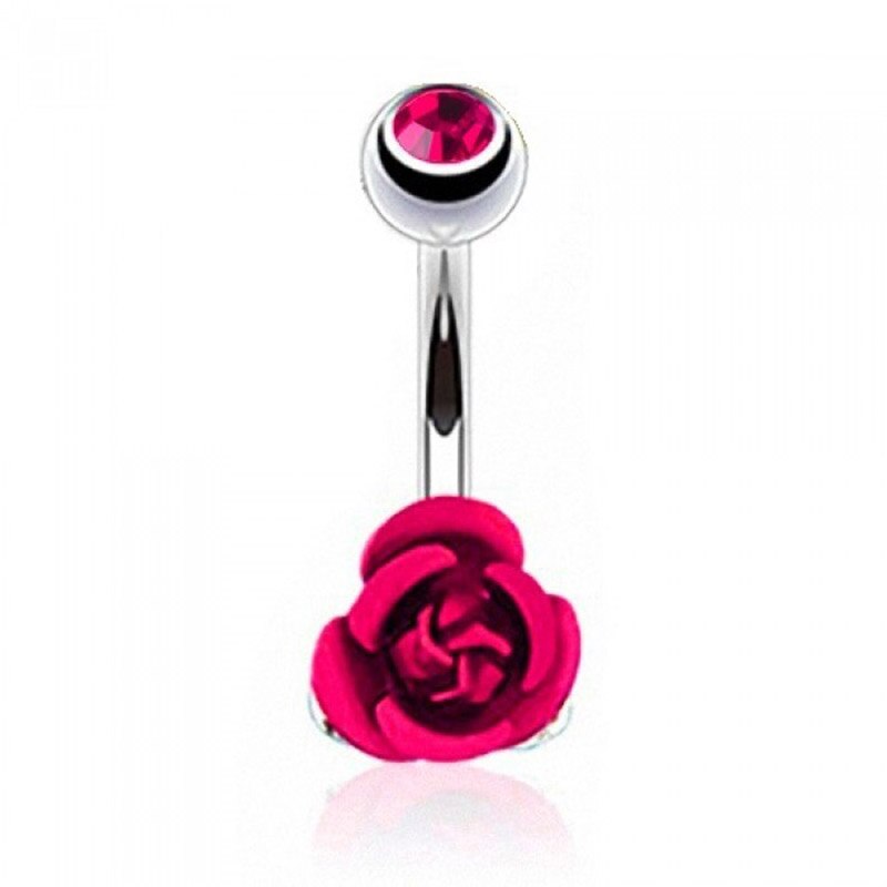 Stainless Steel Flower Rose Piercing Belly Button Ring Barbell Body Jewelry Women Dancing Body Chains Plug M8694: 5