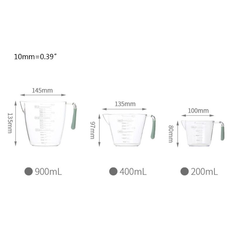 200/400/900ml Graduated Clear Plastic Measuring Cup 3 Sizes Measuring Device for Jug Pour Spout Liquid Measurement Container Kit