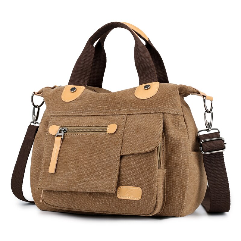Canvas Shoulder Bag Female Handbag Women's Totes Messenger Packs Femme De Marque Casual Bolsos Mujer Girl's Crossbody bags: Brown