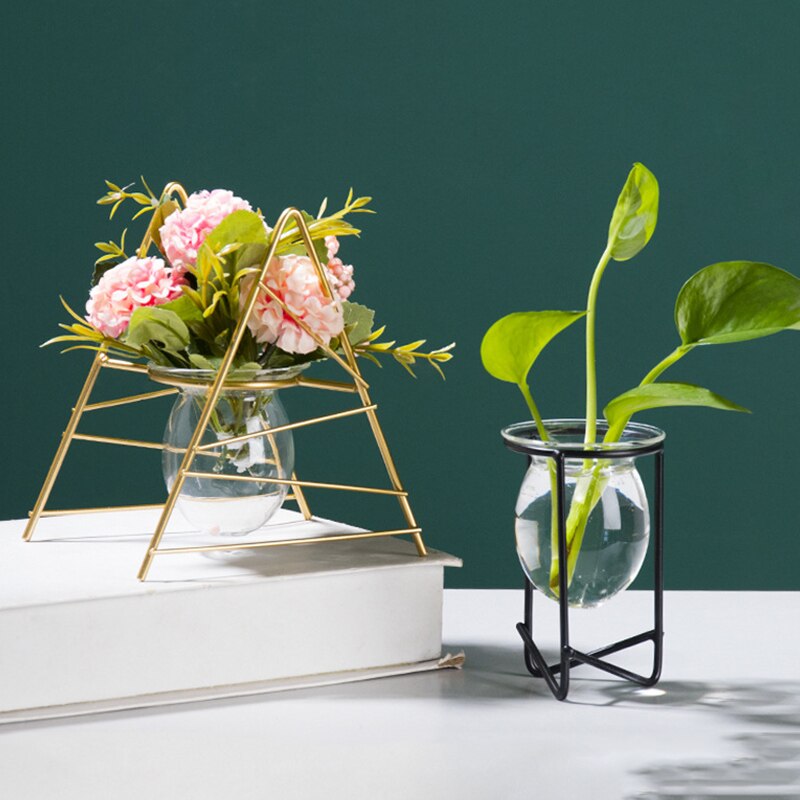 Hydrocultuur vazen met ijzeren schaal thuis eenvoudige bureaubladdecoratie vazen bloempot plantenbak