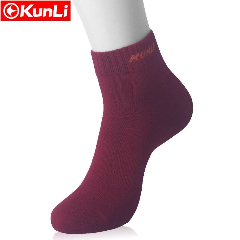 Kunli Leisure Sokken Sport Sokken Badminton Tennis Sokken Snel Droog Ademend Warm Absorberen Zweet Antibacteriële Voor 4 Seizoen: dark red