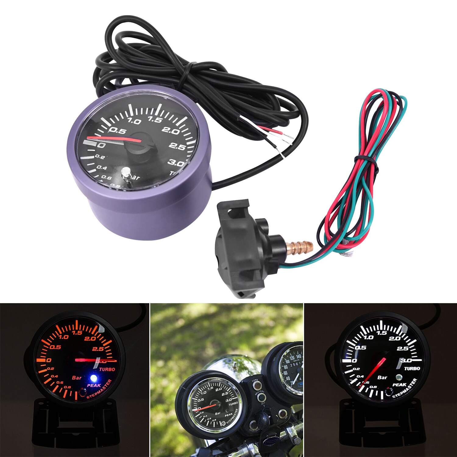 Auto Turbo Boost Gauge Vacuum Meter Druk Deel Accessoires 2.5 "Universal 60Mm Led Bar