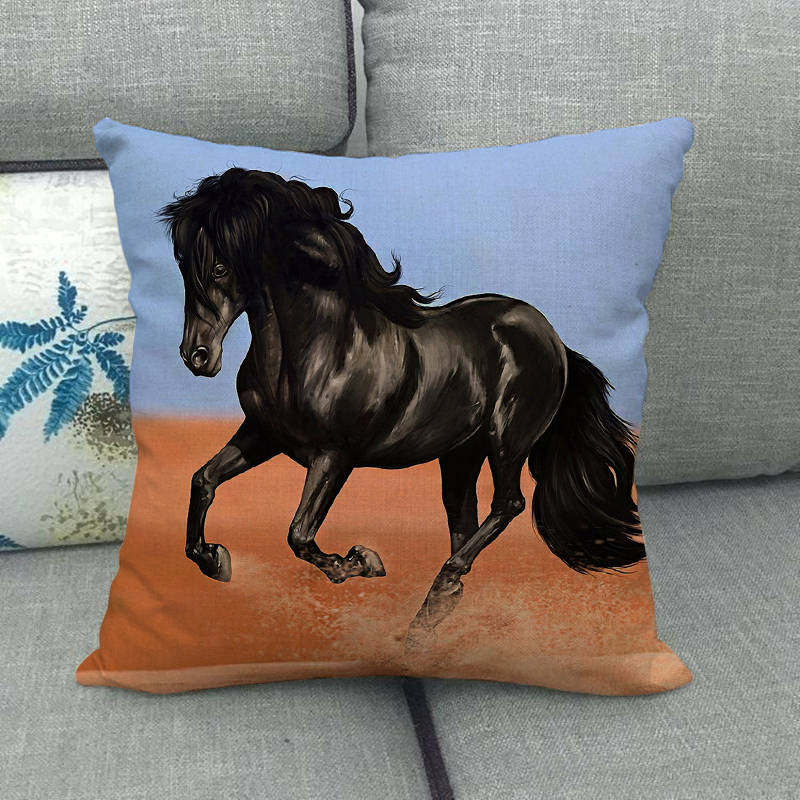 45cm * 45cm running horse linnen/katoen sierkussen covers couch kussenhoes home decor kussen