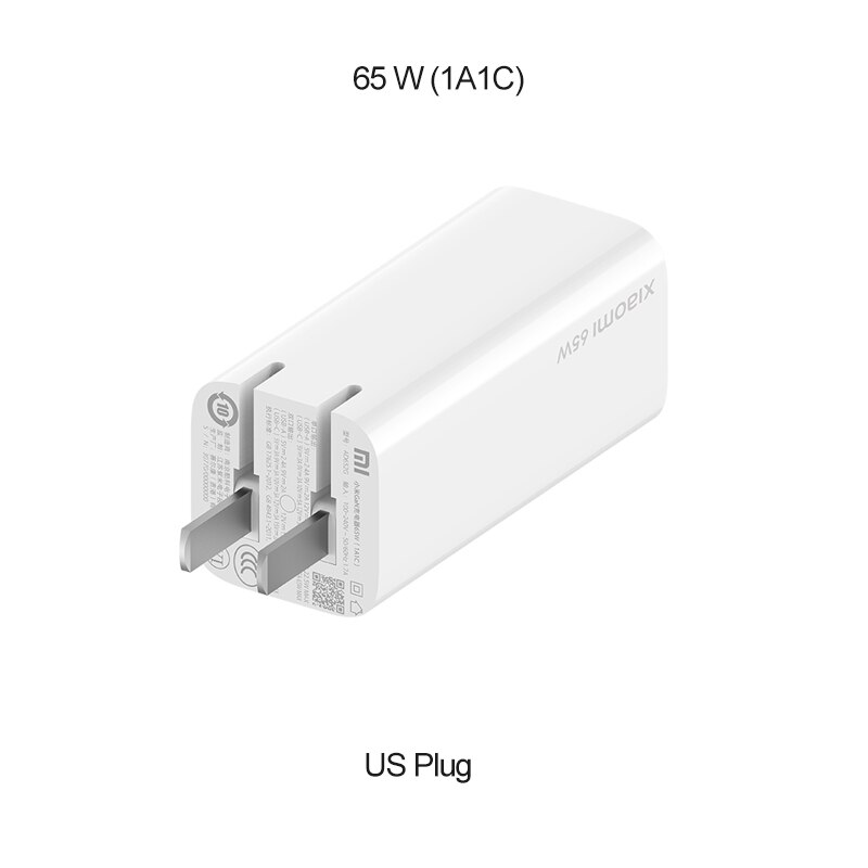 Xiaomi gan schnellladegerät 65w 1 a1c mit 5a usb-c-ladekabeln (dual-port) für apple macbook pro (usb-a) für xiaomi 11: 65w- gan-ladegerät us