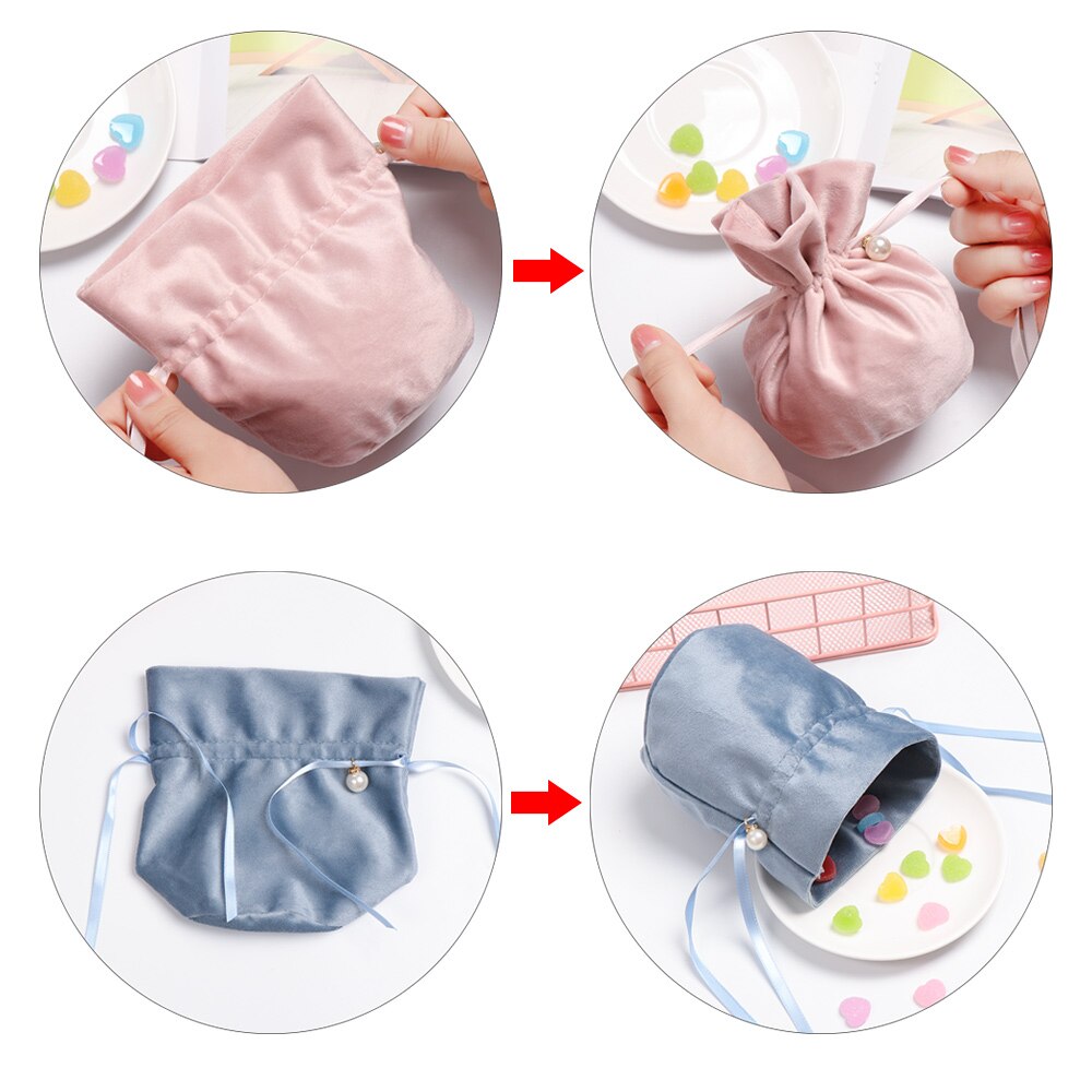 Trekkoord Zoete Candy Pouch Fluwelen Koord Tassen Multifunctionele Sieraden Bag Baby Shower Accessoires Bruiloft Gunsten