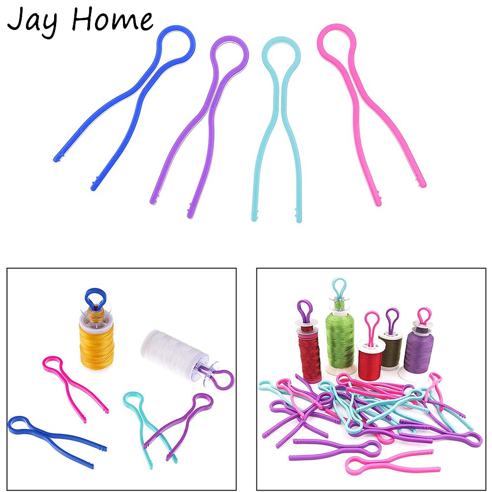 30Pcs 4 Kleuren Plastic Spoel Draad Houders Draad Spoel Clips Klemmen Voor Diy Klossen Borduurgaren Spoelen Organiseren