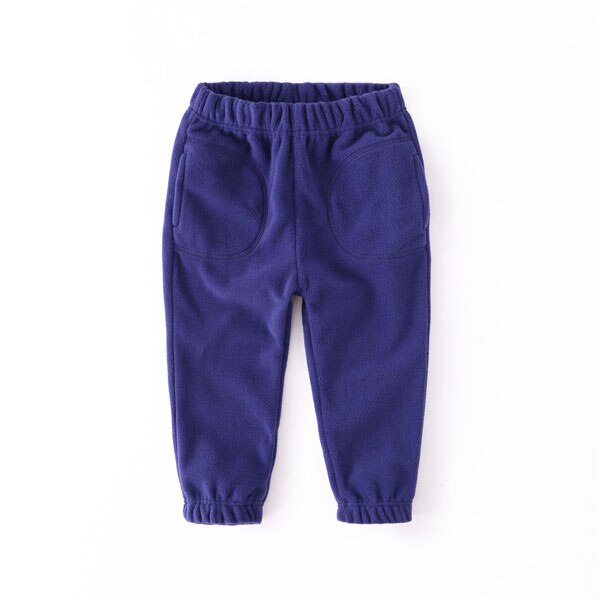 Svelte børn drenge piger casual polar fleece solide bukser til forår efterår unisex børn sportsbukser til 2-7y: Lilla blå / 4t