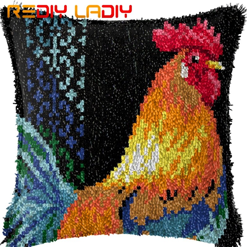 Latch Hook Cushion Kits White Puppy Printed Canvas Acrylic Yarn Crochet Pillow Case Sofa Cushion Cover Bed Pillow Hobby &amp; Crafts: BZ957