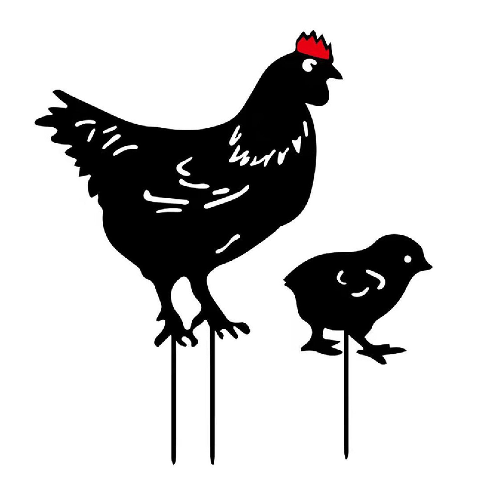Garden Chicken Silhouette Stakes Acrylic Animal Yard Art Black Hen Hen Sculpture Ornaments For Garden Decoration Outdoor