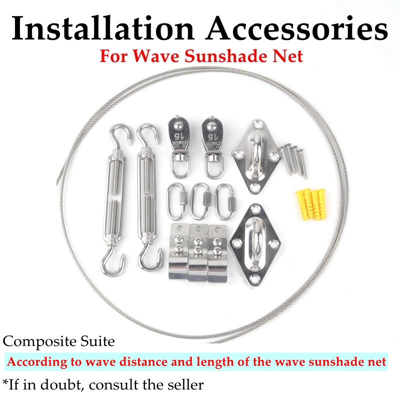 SS304 Installation Zubehör Sonnensegel Armaturen Halter Spannschloss Pulley Set Weichen Draht Seil Snap Haken Volle Ausrüstung