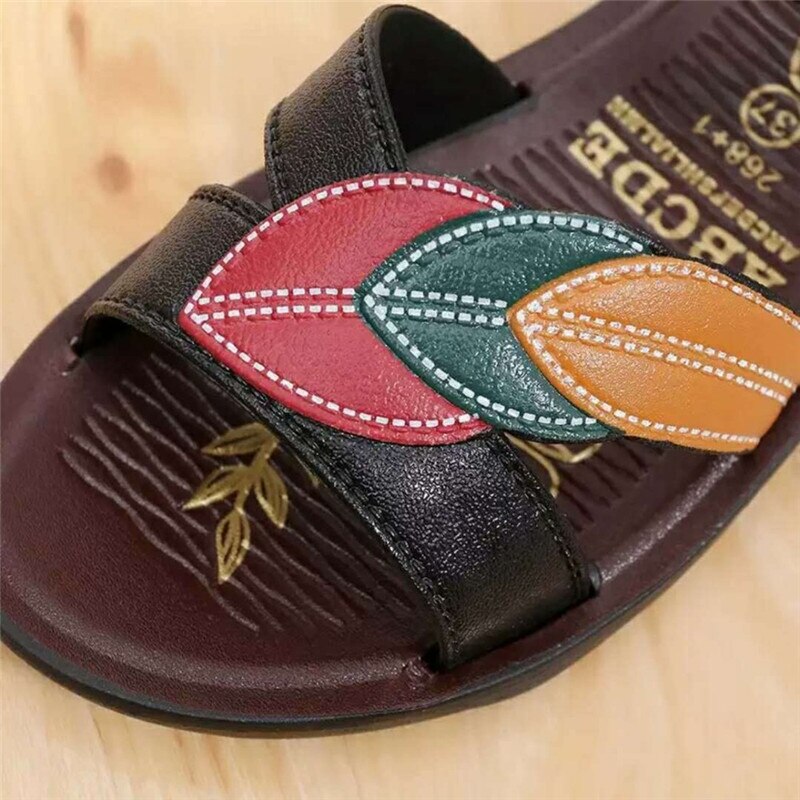 Kvinder sandaler flade sandalier mujer læder kiler sko sommersko hook&loop dame strand hjemmesko bløde sandalen damer
