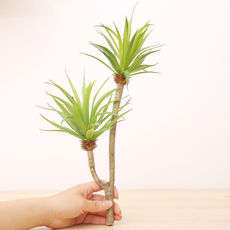 Simulation Big sword Leaf 2 Heads Real touch Artificial plant pastoral style Wedding decoration for home party: green