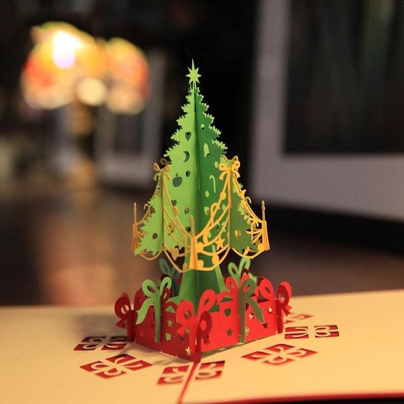 3D Up Papieren Kaart Kerstboom Xmas Wenskaart Mooie Verjaardag Postkaarten