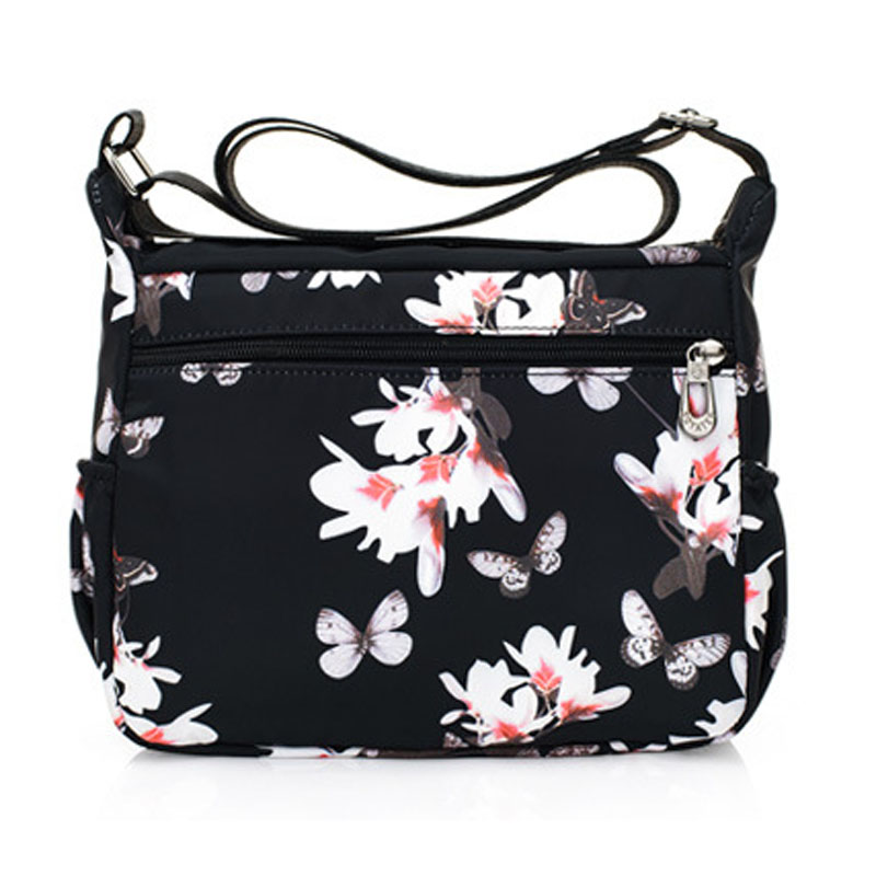 Håndtasker kvinder blomster sommerfugl trykt vandtæt nylon skuldertasker retro crossbody taske bolso sac en hoved femmel