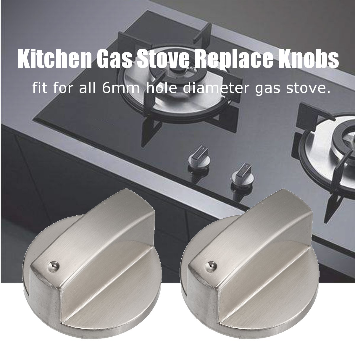 2Pcs/Set Gas Stove Knobs Cooker Oven Cooktop Metal Alloy Switch Control Adapter Kitchen Appliance Universal 6mm Cooktop Parts
