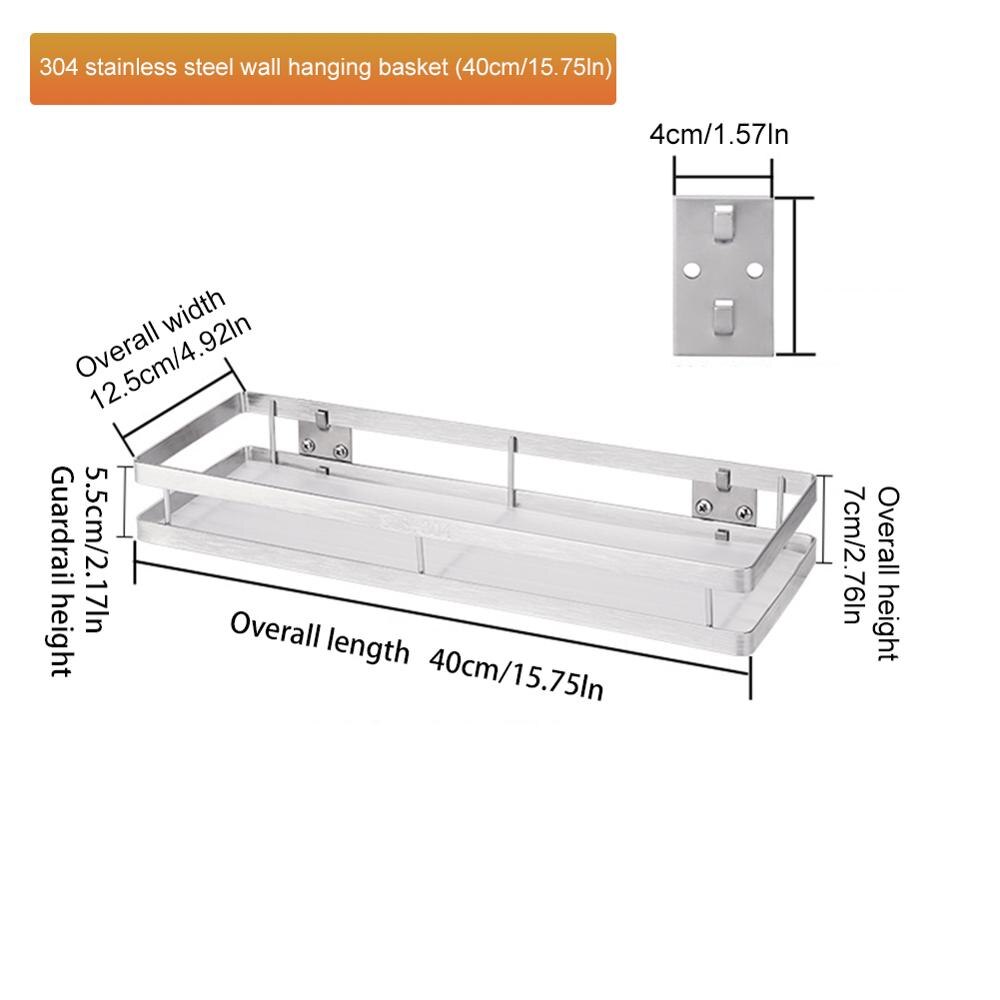 Stainless Steel Wall Mount Rack Thickened Floating Shelves Home Organizer for Kitchen Bathroom: high quality 40cm