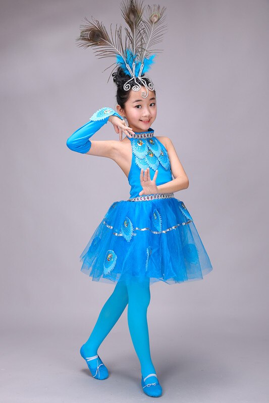 Nuevos niños Dai trajes de baile niñas trajes niñas Pavo Real baile nacional chino trajes niñas danza nacional