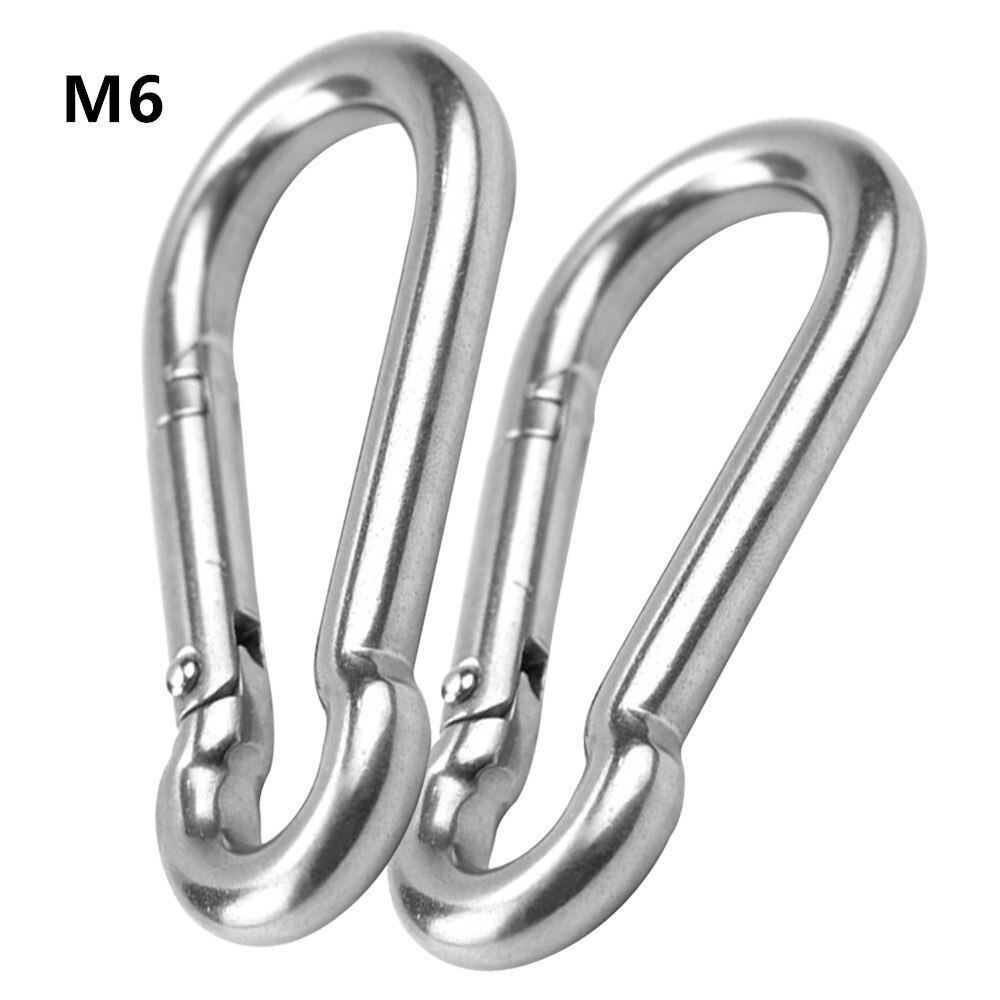 Carabiner Clip Heavy Duty Hook Climbing Heavy Duty Carabiner Clip Large Buckle Stainless Steel Carabiner Clip Keychain Link: 2pcs M6