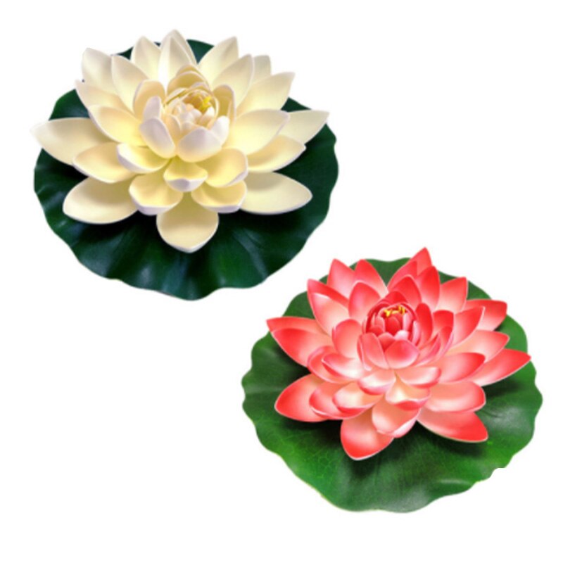 solar fountain garden decoration outdoor decorative fountain bird bath Pool Pond Waterfall Floating Water: 2Pcs Simulation Lotu