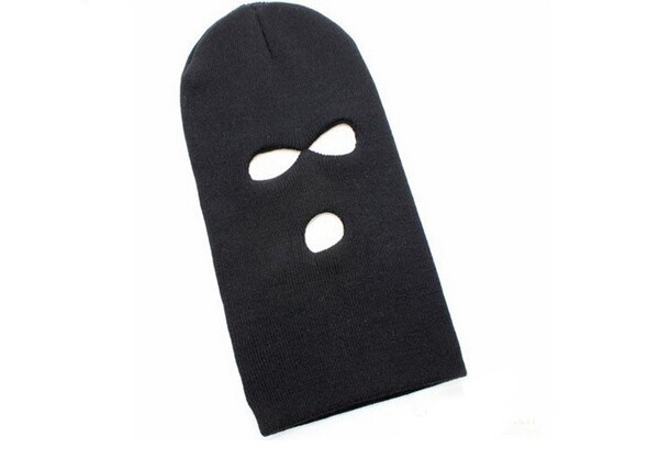 3 Hole Mask Balaclava Black Knit Hat Face Shield Beanie Cap Snow Winter Warm