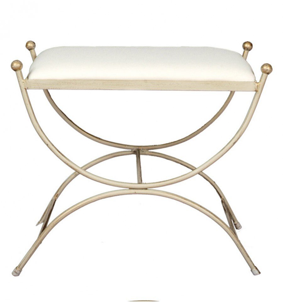 Banqueta de forja para dormitorio Clarisa en color Blanco envejecido