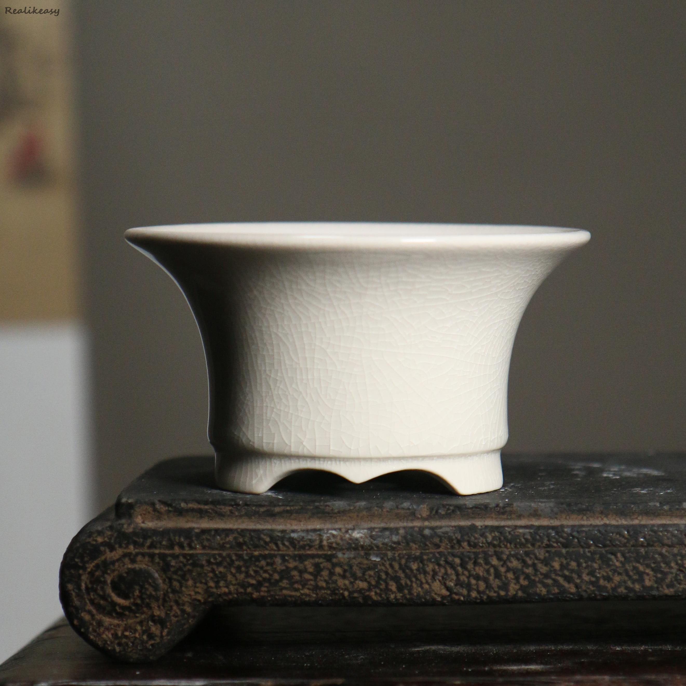 Creatieve Paars Zand Bloempot Keramische Bonsai Pot Succulent Bloempot Chinese Stijl Huis Bloempot Desktop Decoratie LC491