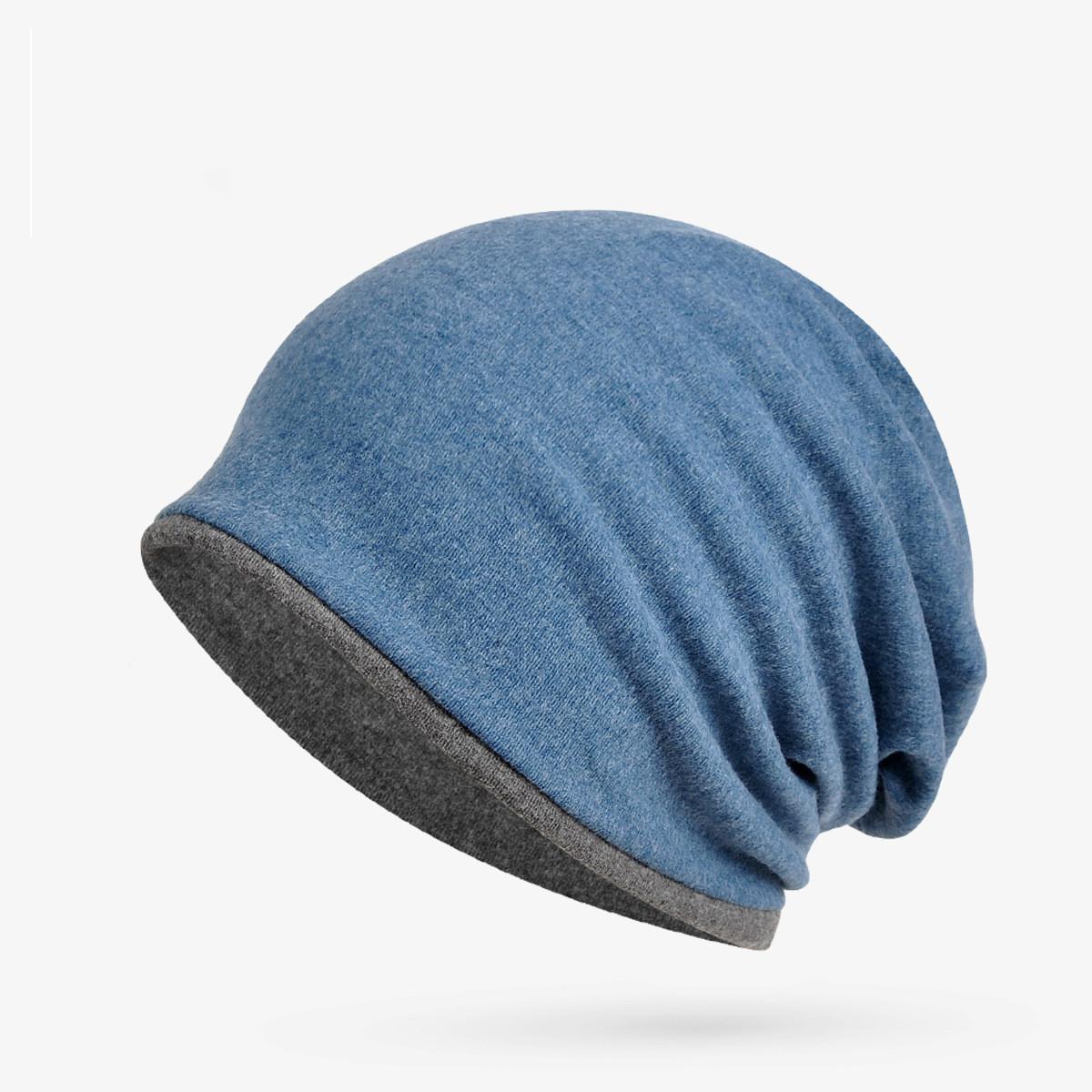 Cokk ear hat beanie vinterhatte til kvinder damer bomuldshuer bonnet forår vinter kvinder skullies herre hatte sort baggy cap: Blågrå