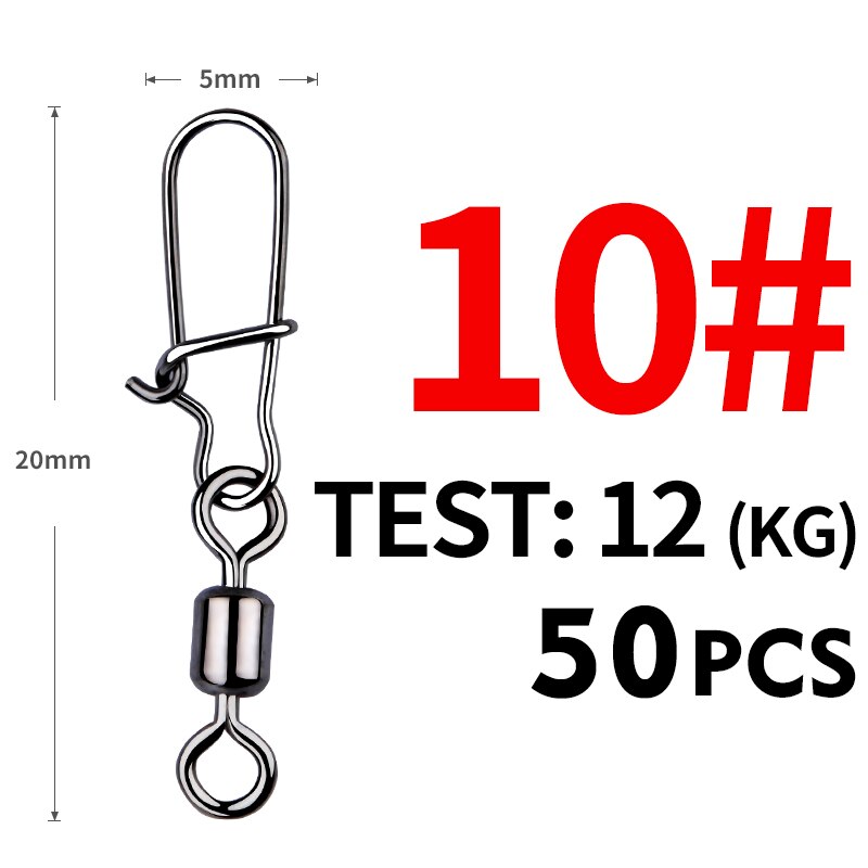 MEREDITH Pike Fishing Accessories Connector 50PCS Pin Bearing Rolling Swivel Stainless Steel Snap Fishhook Lure Swivels Tackle: Red