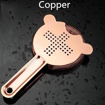 Two Stablising Prongs Bar Cocktail Strainer Superior Large Spring 304 Stainless Steel: Copper