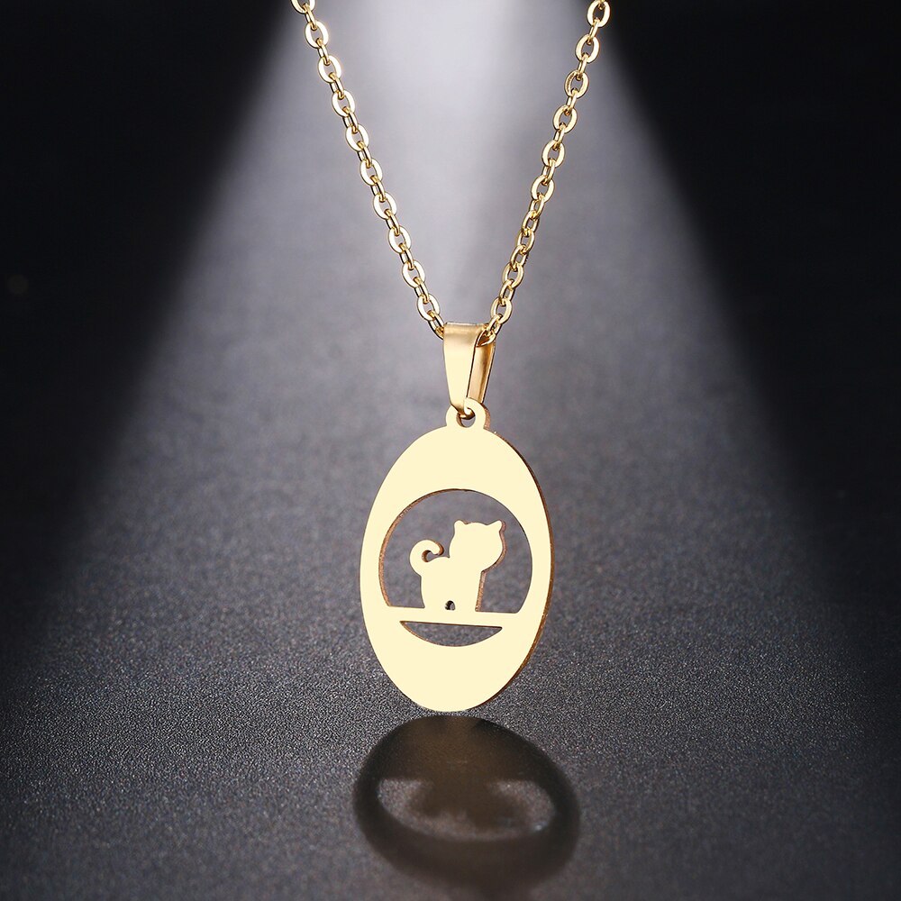 Dotifi Rvs Ketting Voor Vrouwen Man Denken Kat Hanger Choker Ketting Engagement Sieraden