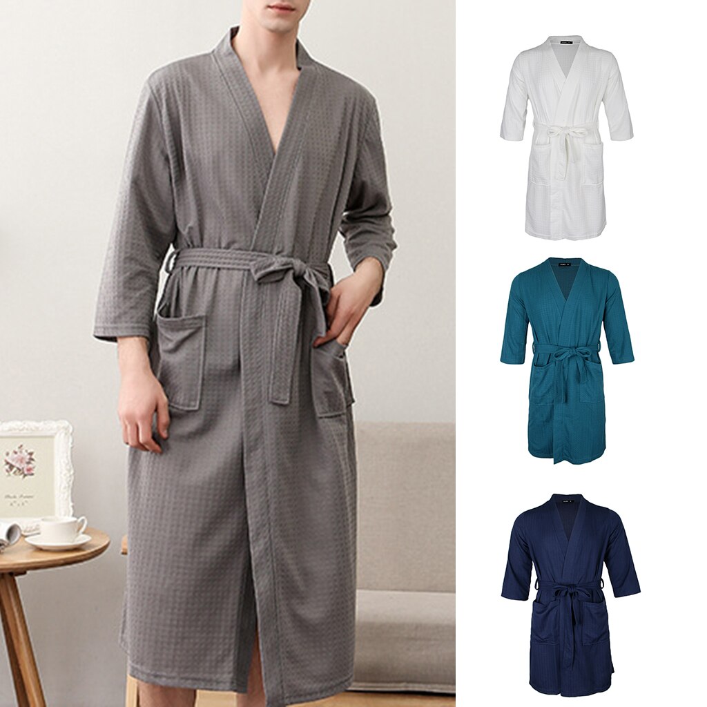 Womens Mens Kimono Robes Knit Bathrobe Loungewear Sleepwear Robe