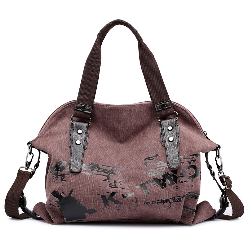 Canvas Tassen Voor Vrouwen Mode Graffit Toevallige Handtas Grote Capaciteit Canvas Schoudertas Crossbody Tassen 2022 Sac A Main muje: Purple1