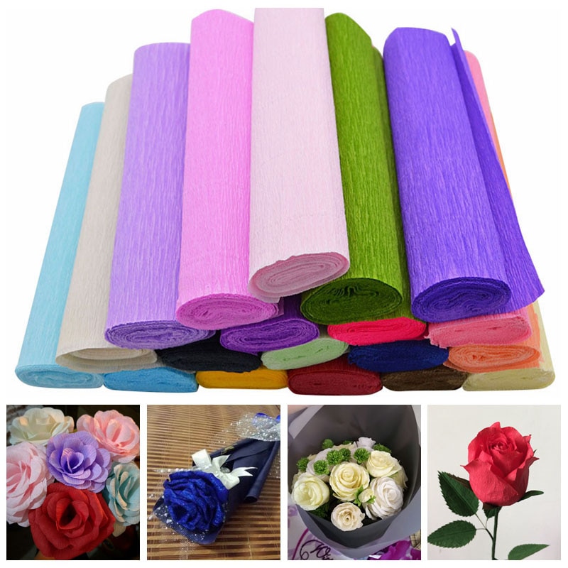250*25cm Gefältelt Krepp Origami Papier Handwerk DIY Blume Girlande Verpackung Falten Scrapbooking Party Dekoration