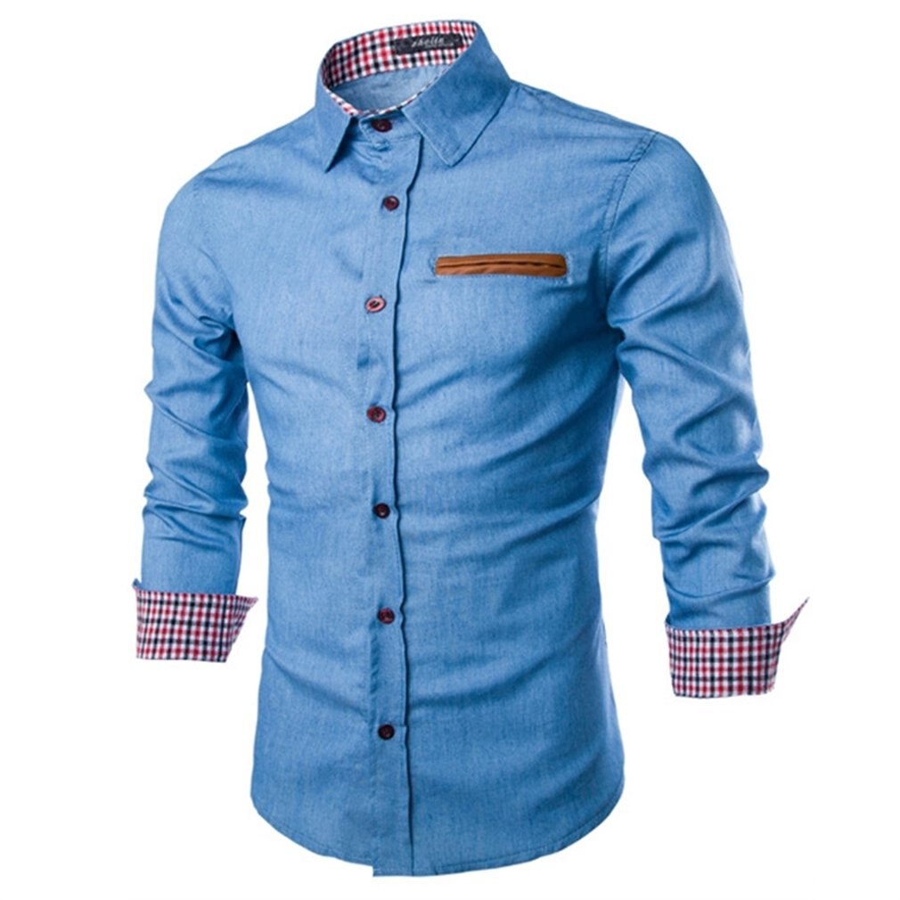 Mannen Denim Shirts Cowboy Shirt Casual Lange Mouwen Slim Fit Shirt Herfst Mode Mannelijke Denims Jeans Shirt Tops Maat s-XXL