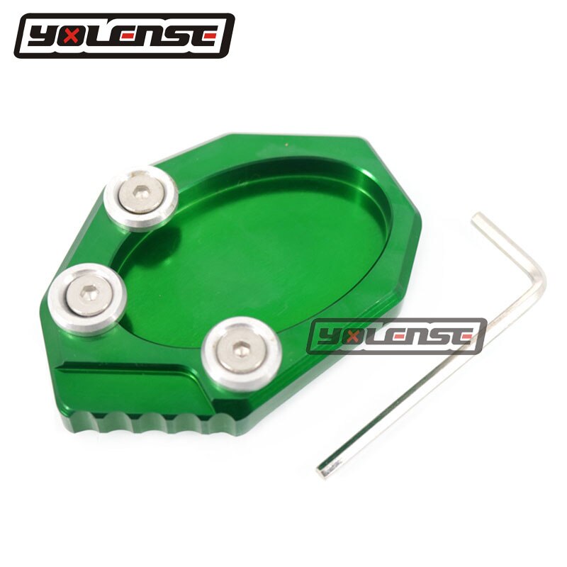 Voor KAWASAKI Versys 650 Versys650 KLX250 KLX 250 Motorfiets Kickstand Voet Side Stand Extension Ondersteuning Plaat Pad: Green