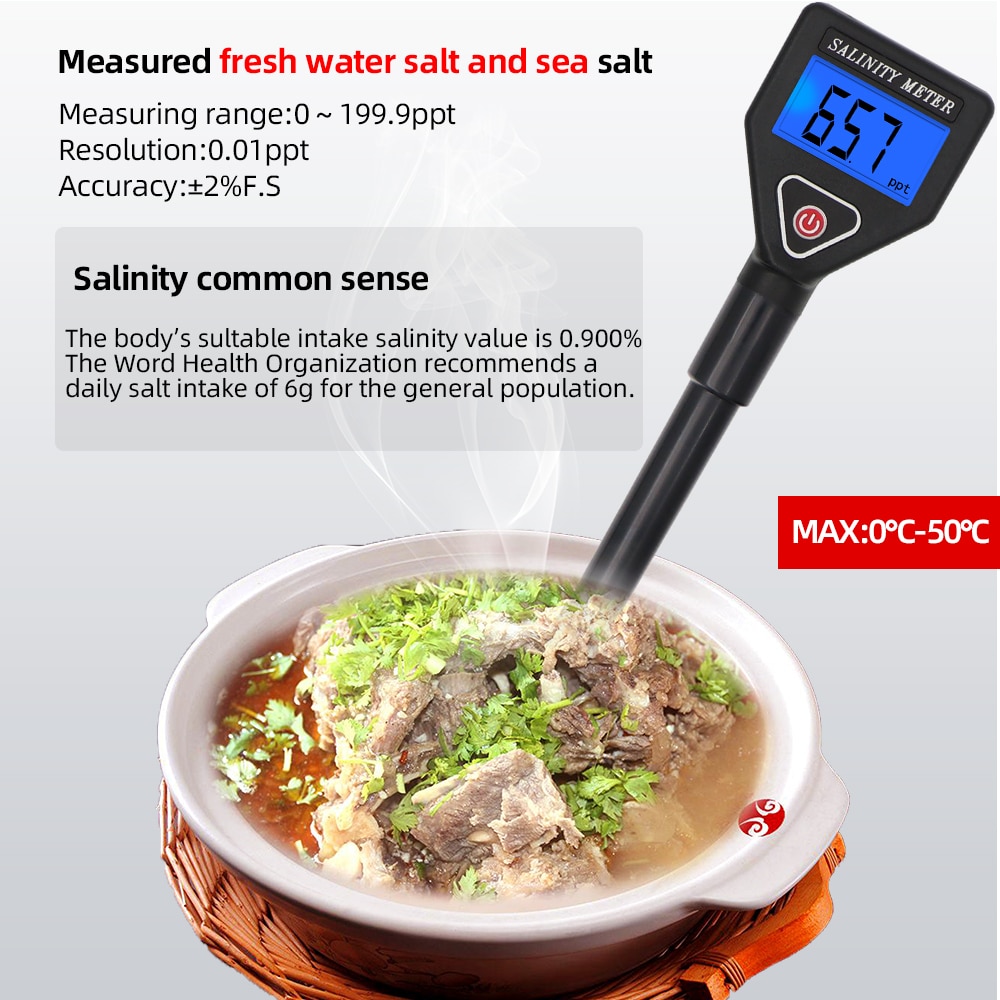 Salinity Tester Salt Meter Waterproof Salinometer Salty Gauge Salty Tester Water Measure Tool For Aquarium Pool 30%off