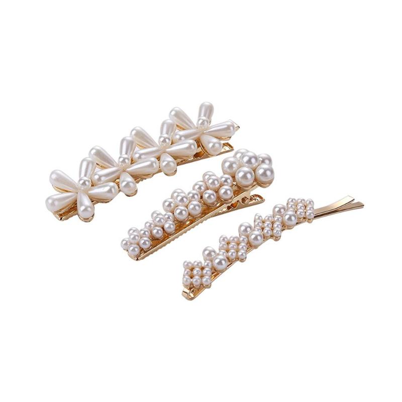 3pcs Pearls Hair Clips Hairpin Hair Barrette for Women Girls Hair Accessory: 3