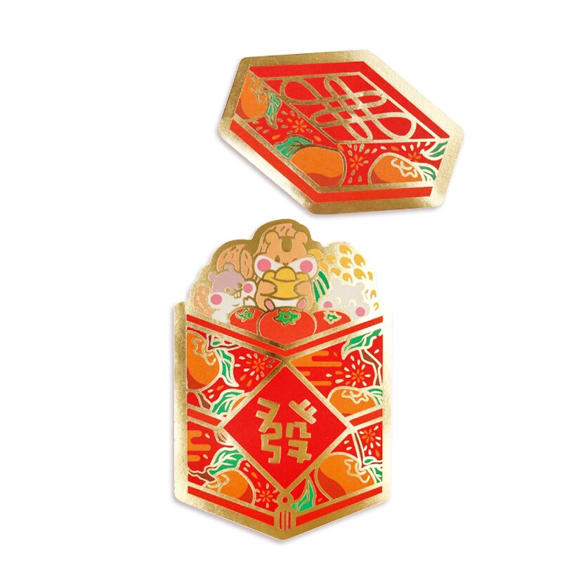 1 Pack 3 Pcs China Bamboo Dumplings steamer Cartoon Animal Red Envelope Rat Year Red Packet