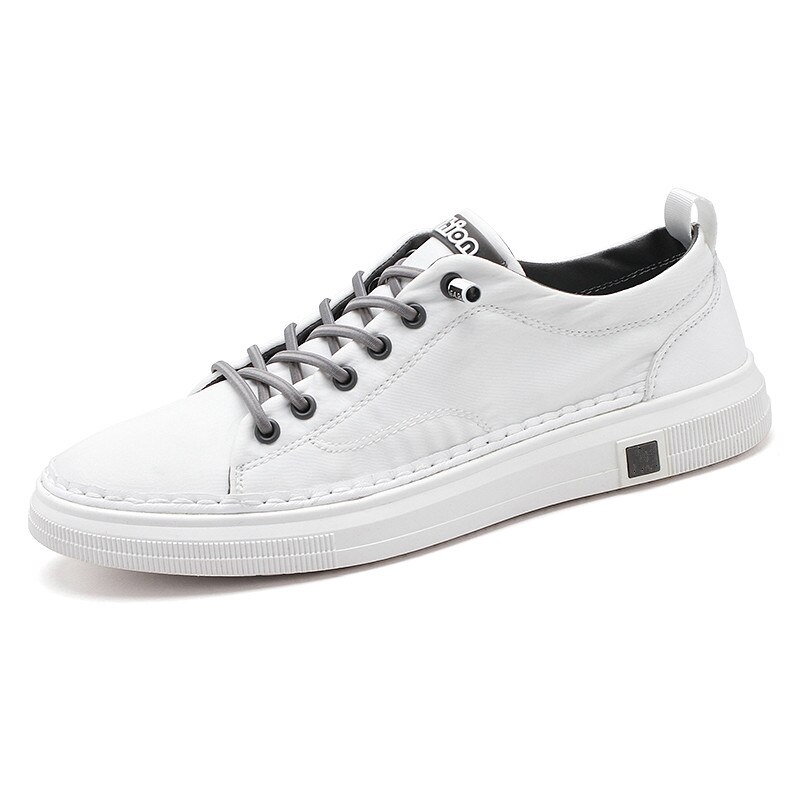 Men Casual Shoes White Leather Canvas Shoes Men Breathable Shoes Sneakers Loafers Men's Moccasins Chaussure Homme *: Gray / 9.5