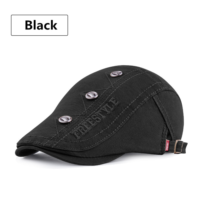 Nova moda verão bonés para homens e mulheres bonés casuais boina encerada carta bordado retrô chapéus de sol casquette gorros: Black