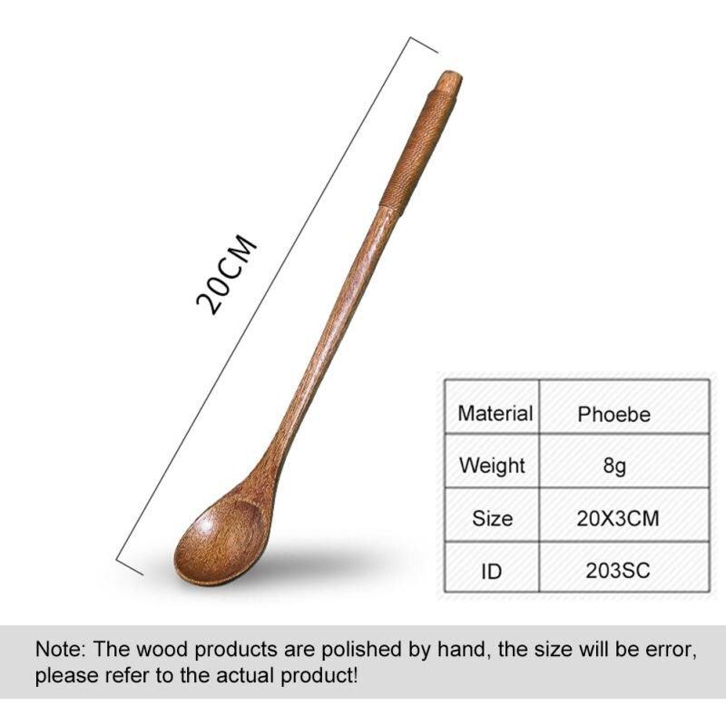 Wooden Lotus Long Handle Spoon Coffee Spoon Stirring Spoon Wooden Spoon: Army Green