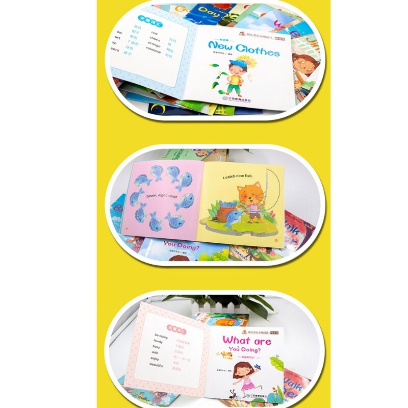 Kids Interactive Book with Cartoon Made by Fine Paper Activity Books Preschool English Learning Book for Infants A2UB