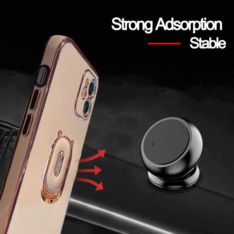 Urso 360 graus anel rotativo fivela magnético suporte ímã de metal dedo anel telefone suporte para iphone samsung huawei telefone