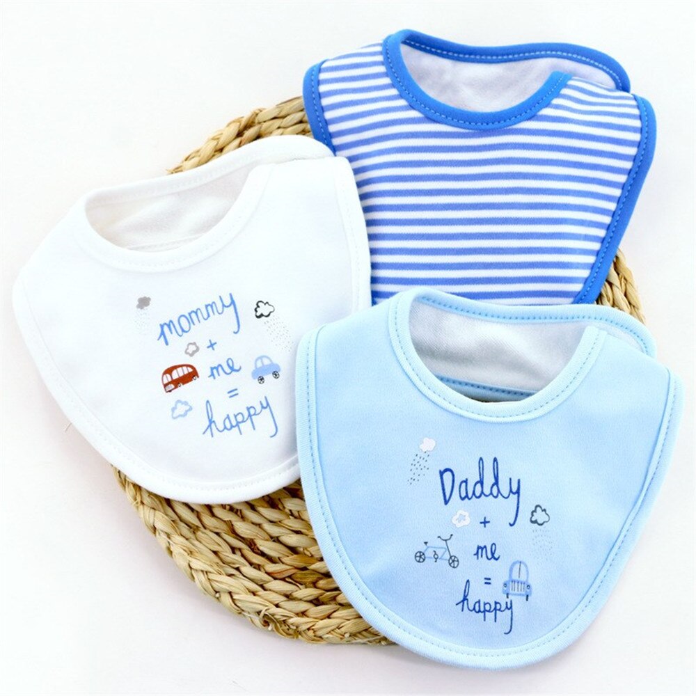 ZAFILLE 3Pcs Pure Cotton Baby Bibs Cartoon Print Baby Boy Stuff Feeding Apron Soft Baby Stuff For Newborn Burp Cloths: 3